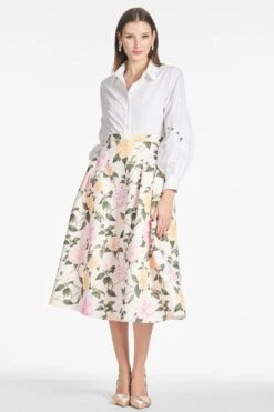 Lydia Skirt - Pink Lemonade Bouquet -Cheap The Simply Dress Store ASTORTOP WHITE LYDIASKIRT PINKLEMONADEFLORAL FRONT2