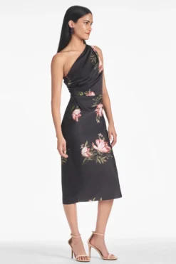 Carmen Dress - Noir Blossom -Cheap The Simply Dress Store CARMENDRESS NOIRBLOSSOM SIDE scaled