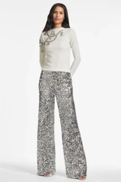 Alli Pant - Silver Sequins 7 Alli Pant - Silver Sequins -Cheap The Simply Dress Store CHARMAINESWEATER IVORY FRONT scaled