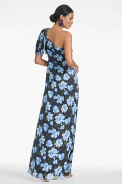 Chelsea Gown - Ocean Blue Magnolia -Cheap The Simply Dress Store CHELSEAGOWN OCEANBLUEMAGNOLIA BACK2