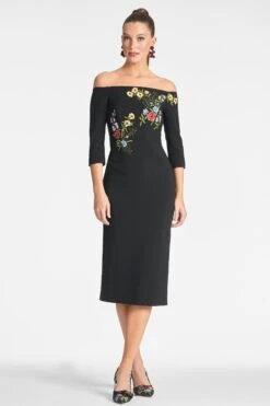 Fatima Dress - Noir Bouquet -Cheap The Simply Dress Store FATIMADRESS NOIRBOUQUET FRONT2