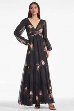 Jules Gown - Noir Blossom 7 Jules Gown - Noir Blossom -Cheap The Simply Dress Store JULESGOWN NOIRBLOSSOM FRONT