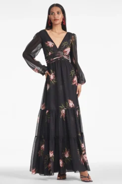 Jules Gown - Noir Blossom -Cheap The Simply Dress Store JULESGOWN NOIRBLOSSOM FRONT scaled