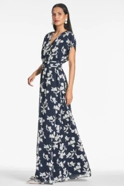 Leah Gown - Navy Venetia Petal -Cheap The Simply Dress Store LEAHGOWN NAVYVENETIAPETAL SIDE