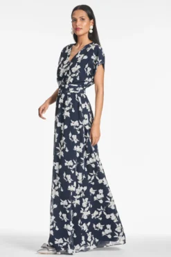 Leah Gown - Navy Venetia Petal -Cheap The Simply Dress Store LEAHGOWN NAVYVENETIAPETAL SIDE scaled