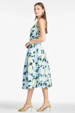 Lydia Skirt - Sky Citrine Peonies -Cheap The Simply Dress Store LEXIETOP LYDIASKIRT SKYCITRINEFLORAL SIDE scaled