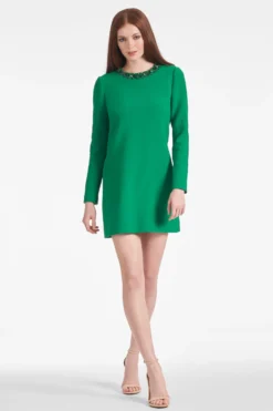 Embellished Lily Dress - Cadmium Green