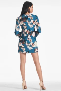 Lily Dress - Teal Garden Crepe Mini Dress 8 Lily Dress - Teal Garden Crepe Mini Dress -Cheap The Simply Dress Store LILYDRESS TEALGARDEN BACK scaled