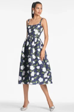 Olena Dress - Navy/Ivory Moonlit Garden -Cheap The Simply Dress Store OLENADRESS NAVYIVORYMOONLITGARDEN SIDE2 scaled