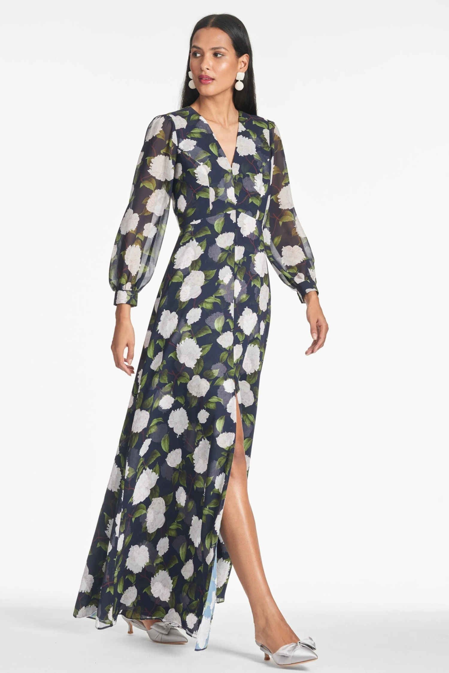 Penny Gown - Navy/Ivory Moonlit Garden 2 Penny Gown - Navy/Ivory Moonlit Garden - Image 2