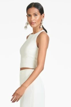 Lexie Top - Ivory - Faille -Cheap The Simply Dress Store S221B51 103 LEXIETOP OFFWHITE SIDE CROP