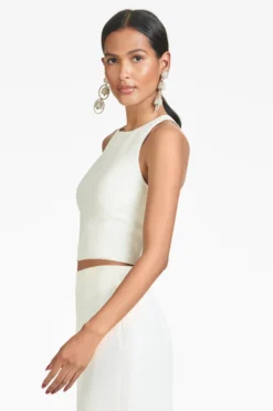 Lexie Top - Ivory - Faille 6 Lexie Top - Ivory - Faille -Cheap The Simply Dress Store S221B51 103 LEXIETOP OFFWHITE SIDE CROP scaled