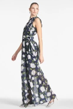 Selena Gown - Navy/Ivory Moonlit Garden -Cheap The Simply Dress Store SELENAGOWN NAVYIVORYMOONLITGARDEN SIDE 1