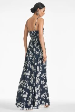 Sienna Gown - Navy Venetia Petal -Cheap The Simply Dress Store SIENNAGOWN NAVYVENETIAPETAL BACK